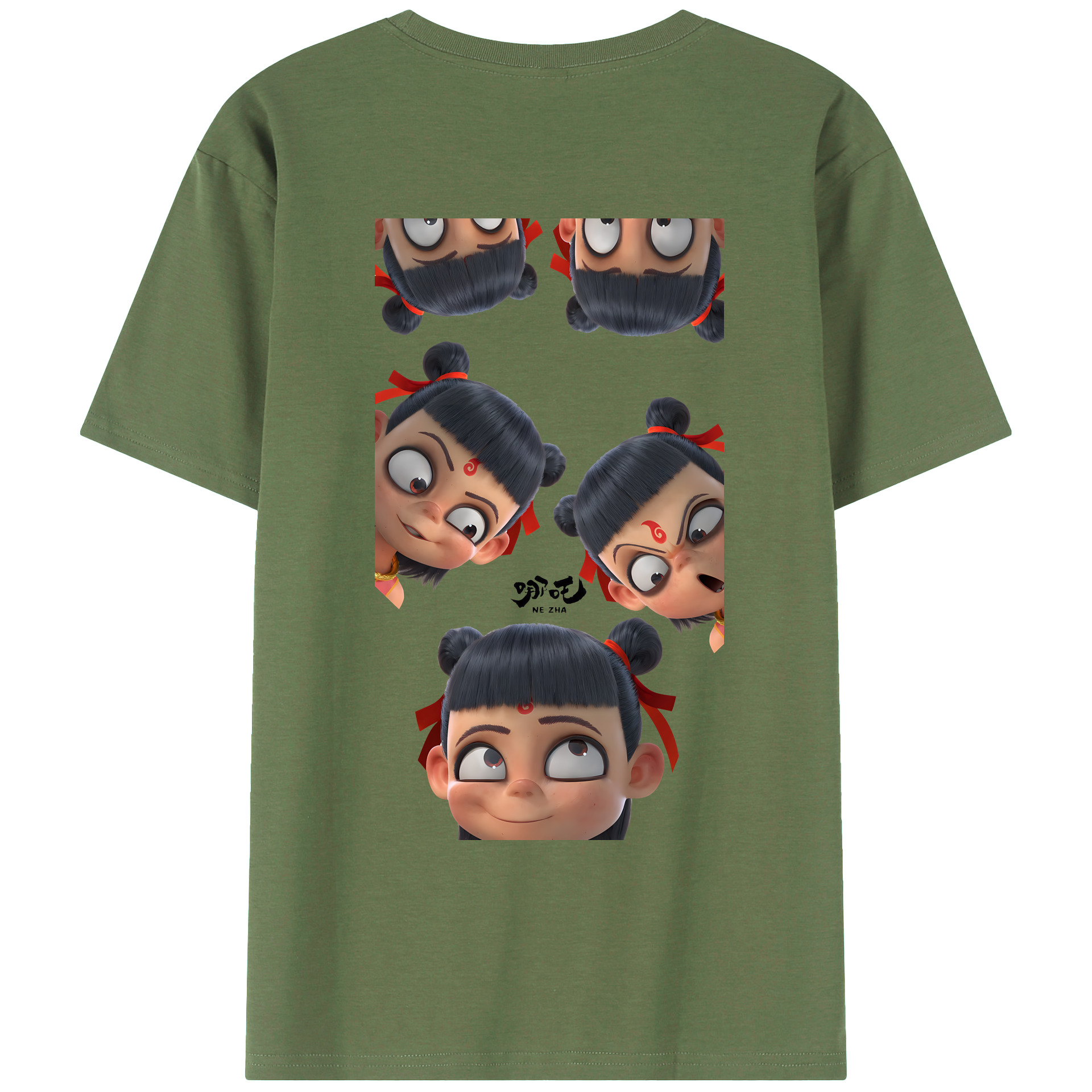 （画像用） Ne Zha 2 ナタ 魔童の大暴れ 綿100％ メンズ半袖Tシャツ（バックプリント） 通気性
